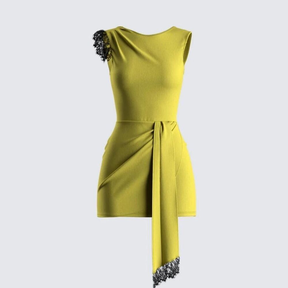 Finesse Women's Green and Yellow Dress